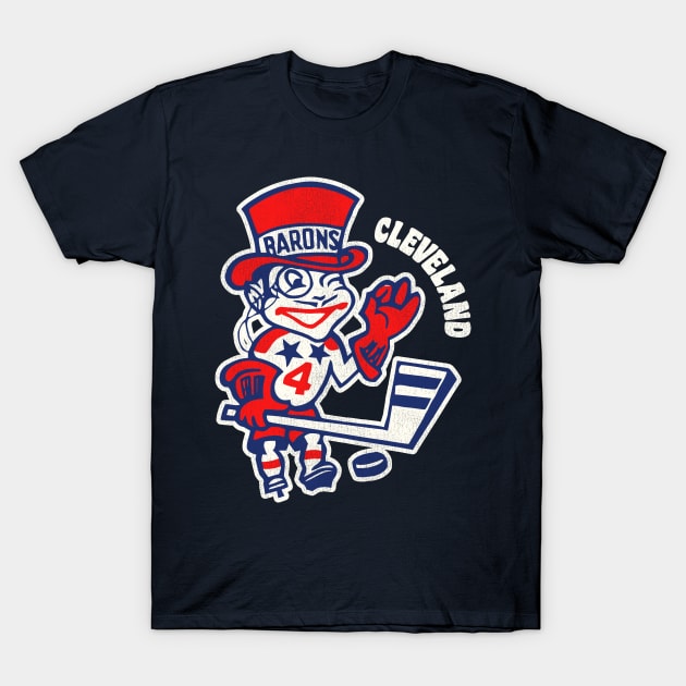 Retro Defunct Cleveland Barons Hockey Team '76-'78 T-Shirt by darklordpug